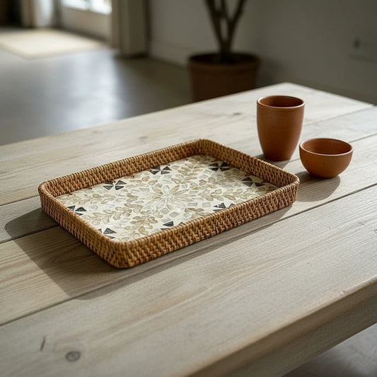 Floral Mosaic Rectangular Tray