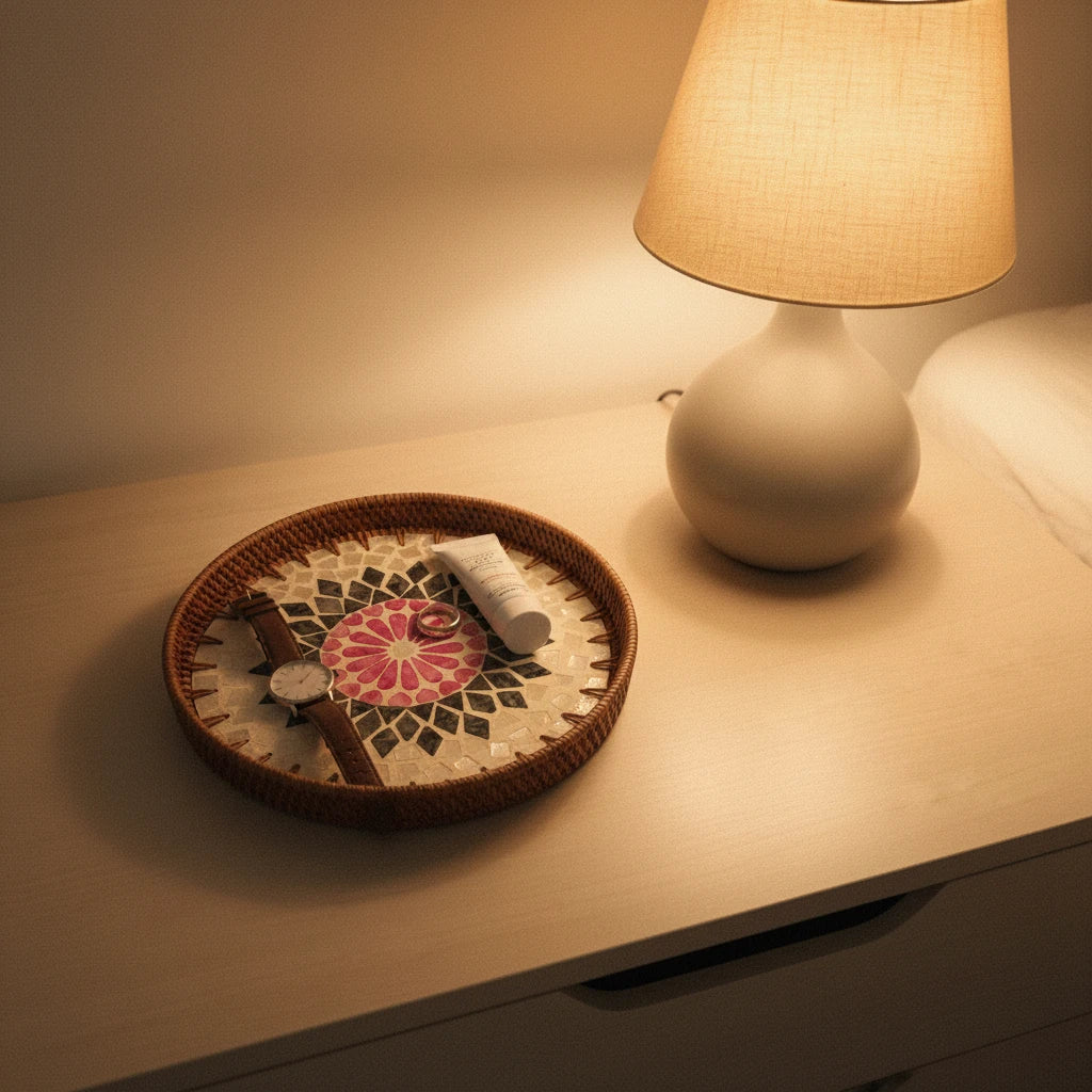 Pink Sunburst Round Tray