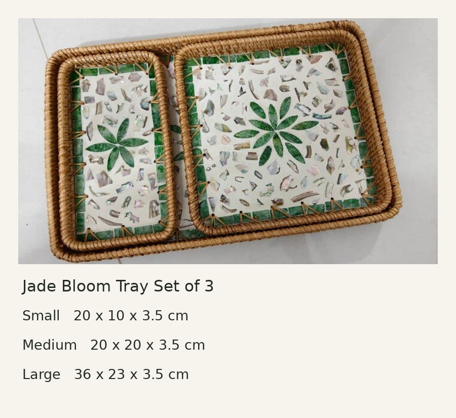 Size guide for green mosaic nesting tray set