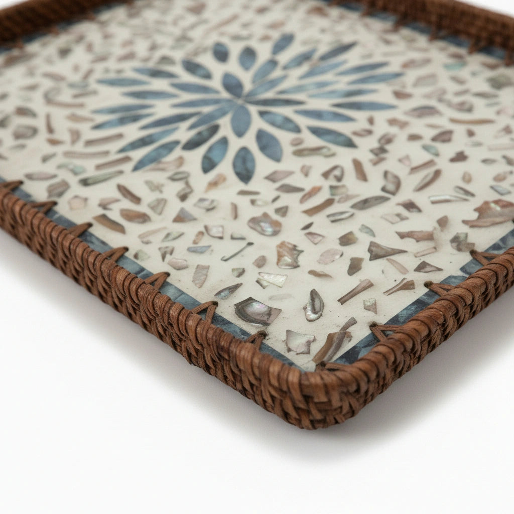 Azure Rosette Large Rectangular Tray