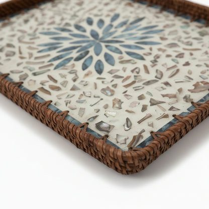 Azure Rosette Large Rectangular Tray