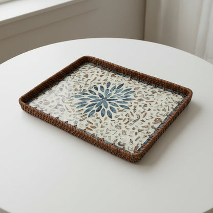 Azure Rosette Large Rectangular Tray