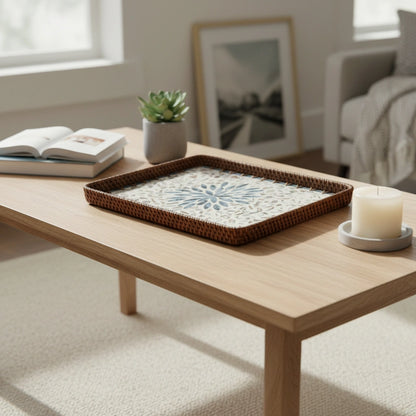 Azure Rosette Large Rectangular Tray