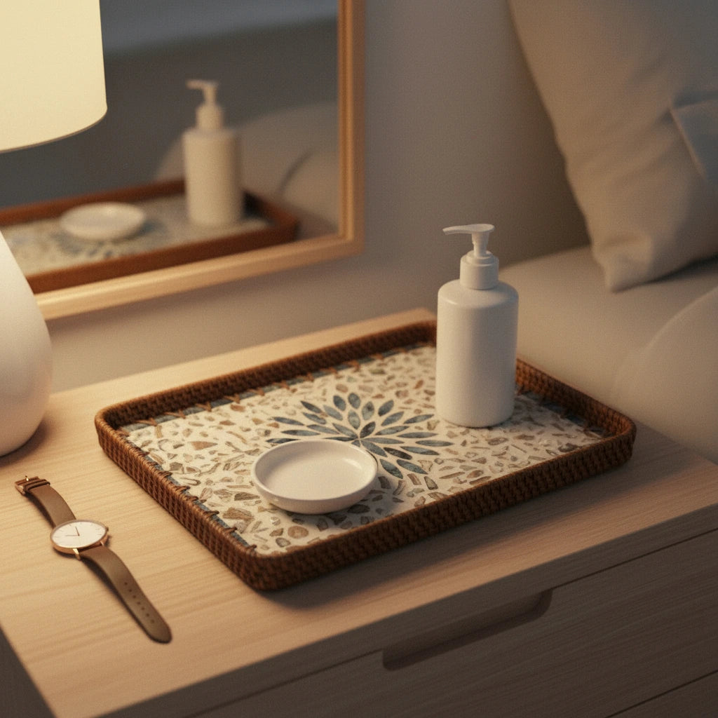 Azure Rosette Large Rectangular Tray