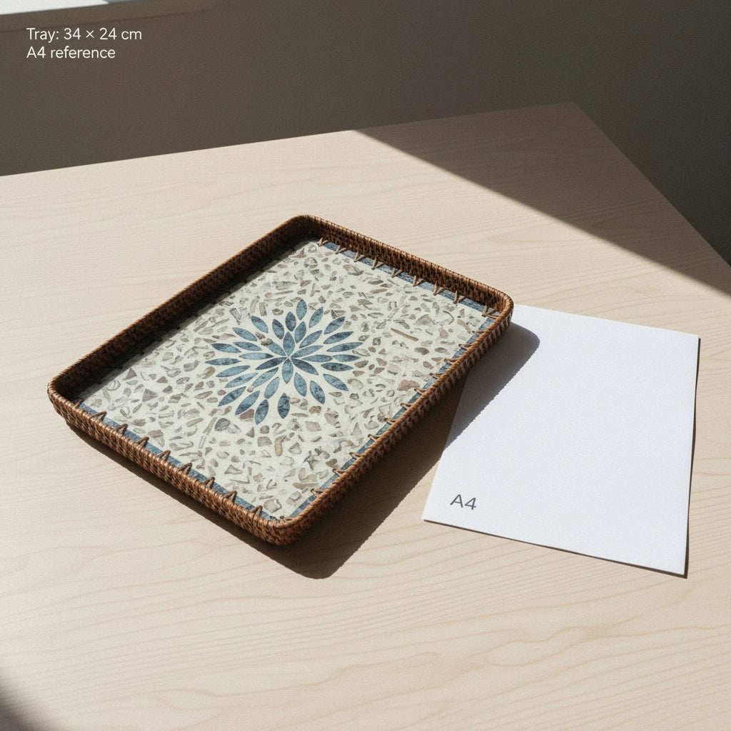 Azure Rosette Large Rectangular Tray