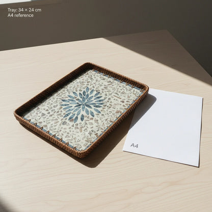 Azure Rosette Large Rectangular Tray
