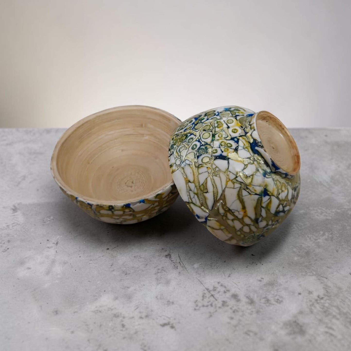 Gilded Mosaic Eggshell Bamboo Bowls