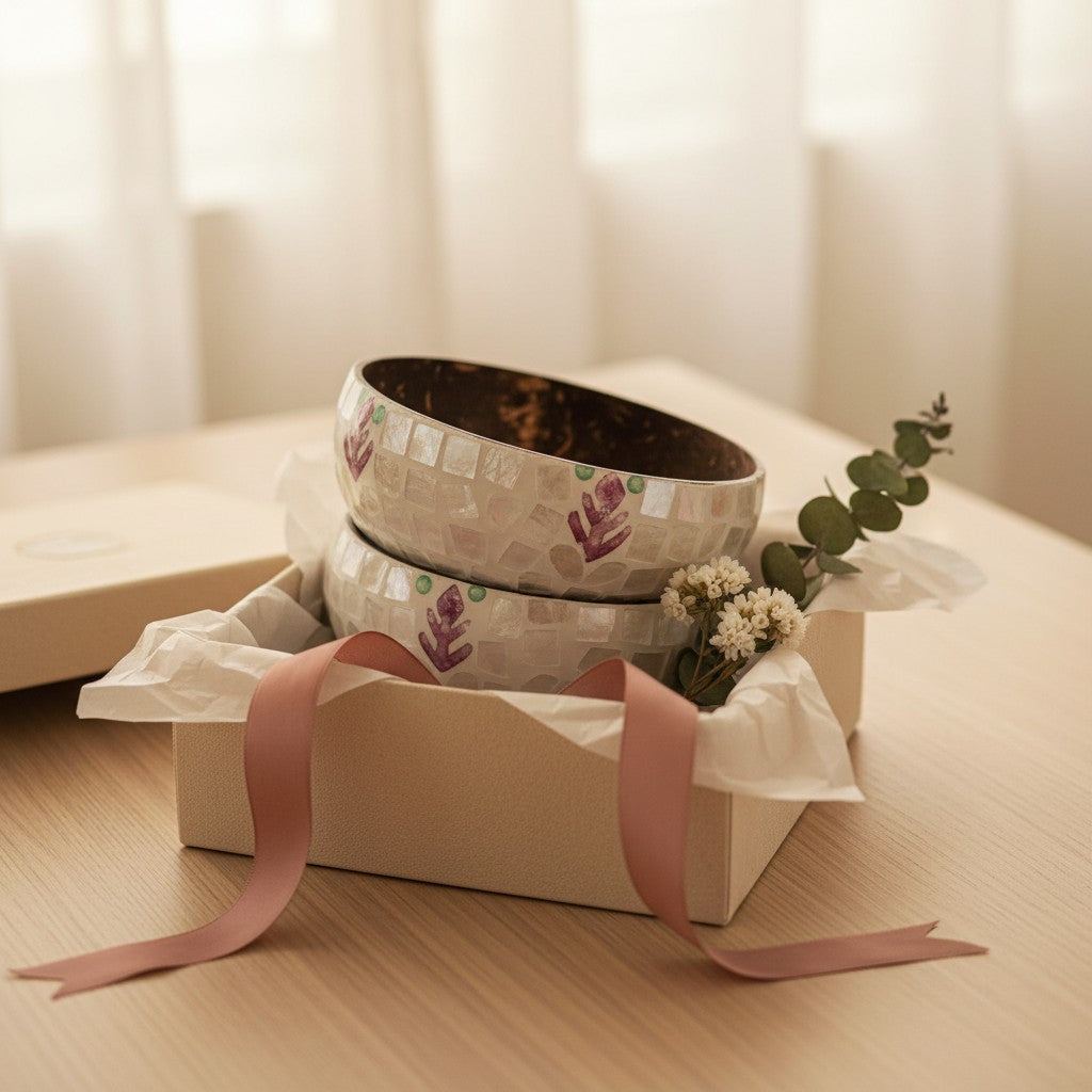 Blush Leaf Coconut Bowl