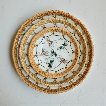 Dragonfly Drift bowls nested to show three sizes: 13cm, 16cm, 19cm