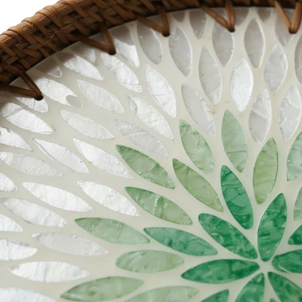 Emerald Petal Round Tray