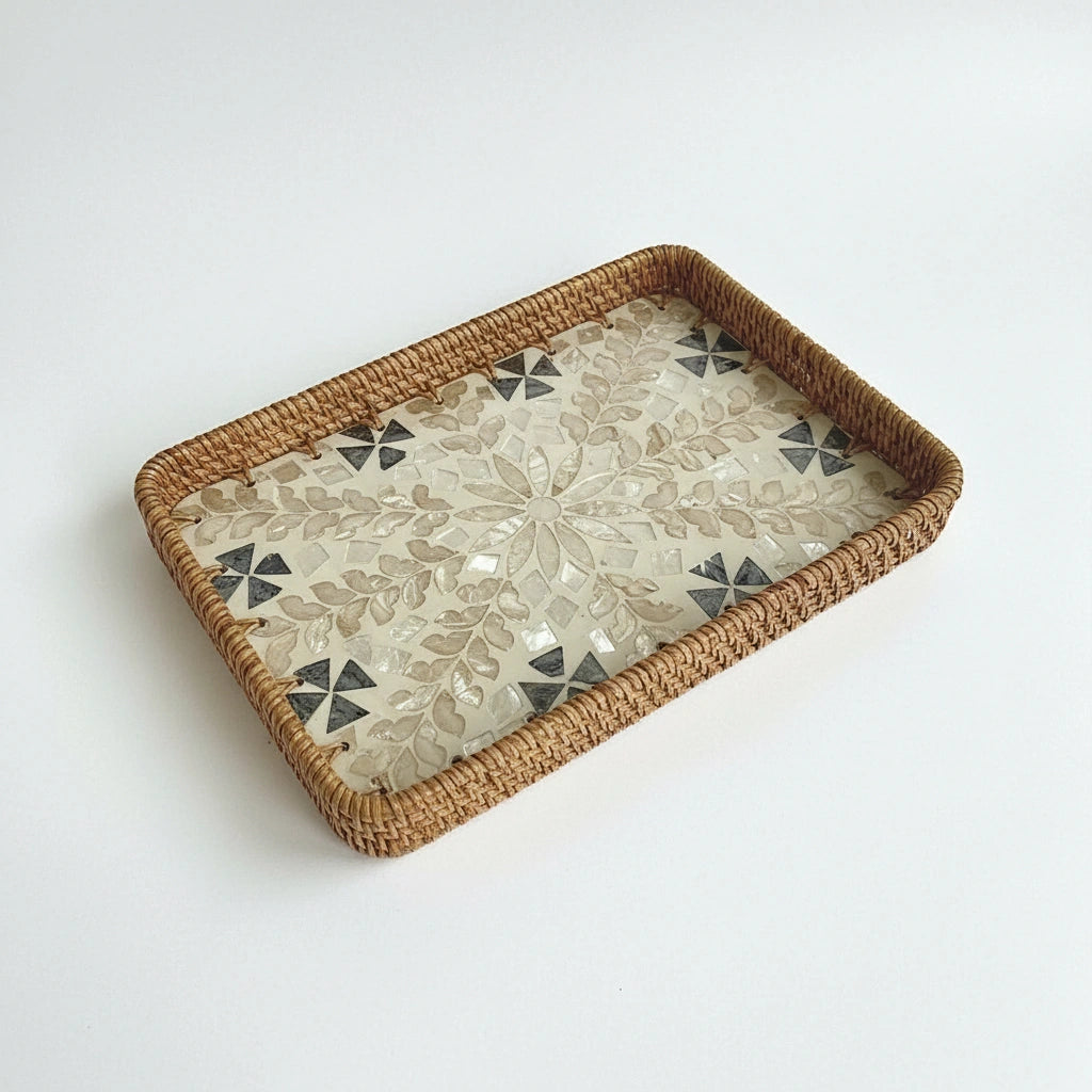 Floral Mosaic Rectangular Tray