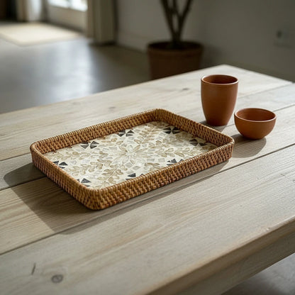 Floral Mosaic Rectangular Tray