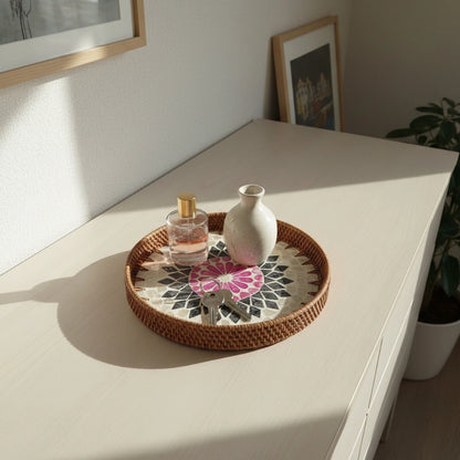 Pink Sunburst Round Tray