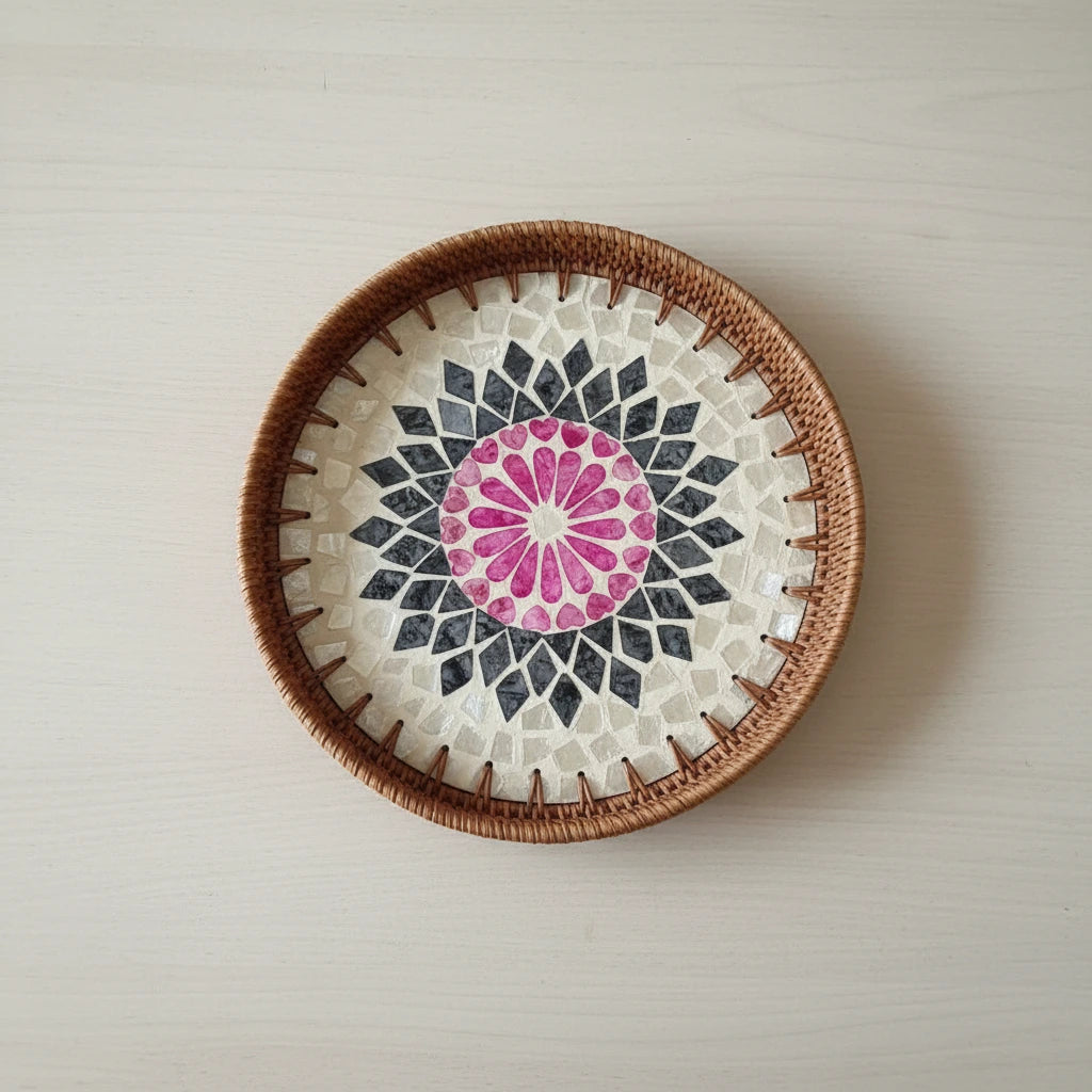 Pink Sunburst Round Tray