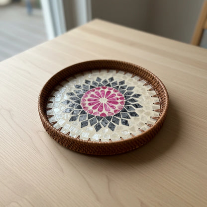 Pink Sunburst Round Tray
