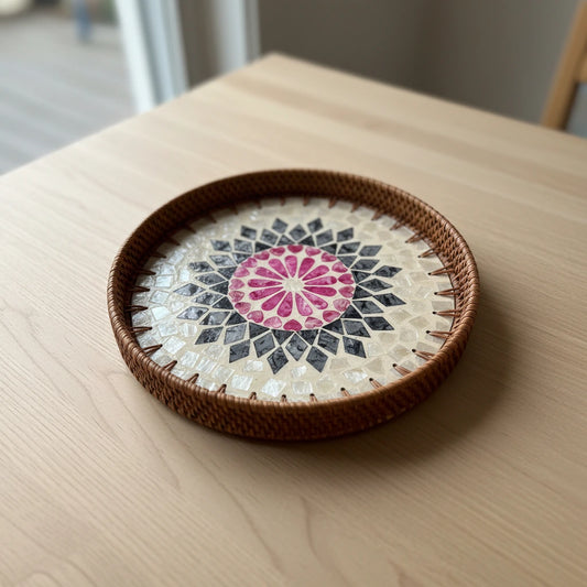 Pink Sunburst Round Tray