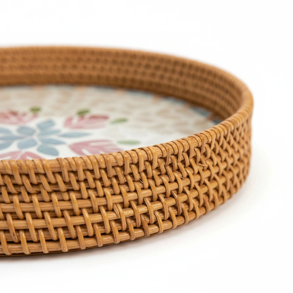 Blush Leaf Round Tray