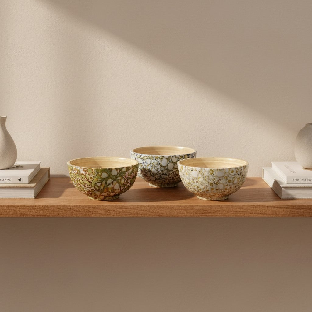 Gilded Mosaic Eggshell Bamboo Bowls