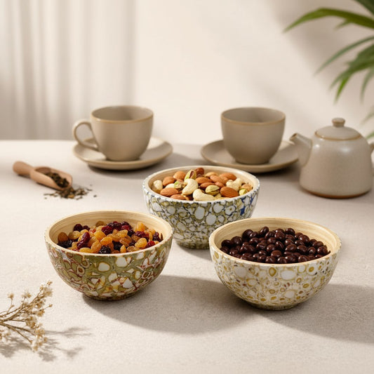 Gilded Mosaic Eggshell Bamboo Bowls