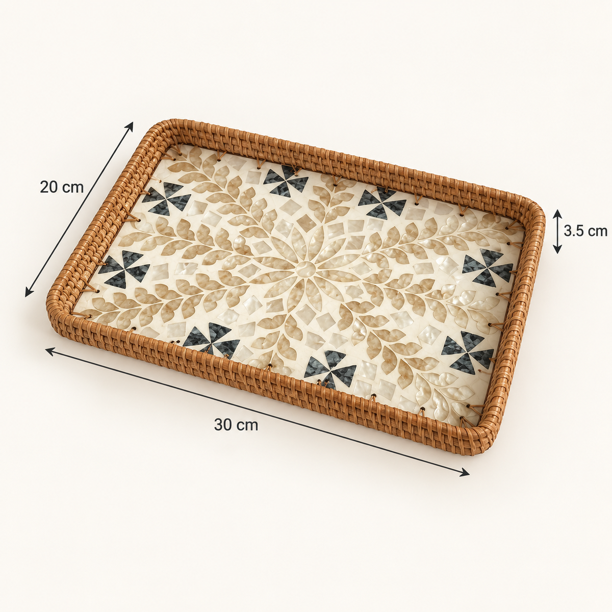 Rectangular tray only size guide: 30 cm long × 20 cm wide × 3.5 cm high