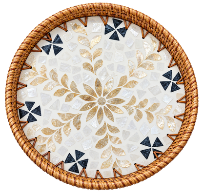 Floral Mosaic round tray