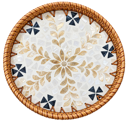 Floral Mosaic round tray