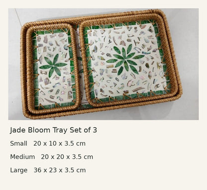 Size guide for green mosaic nesting tray set